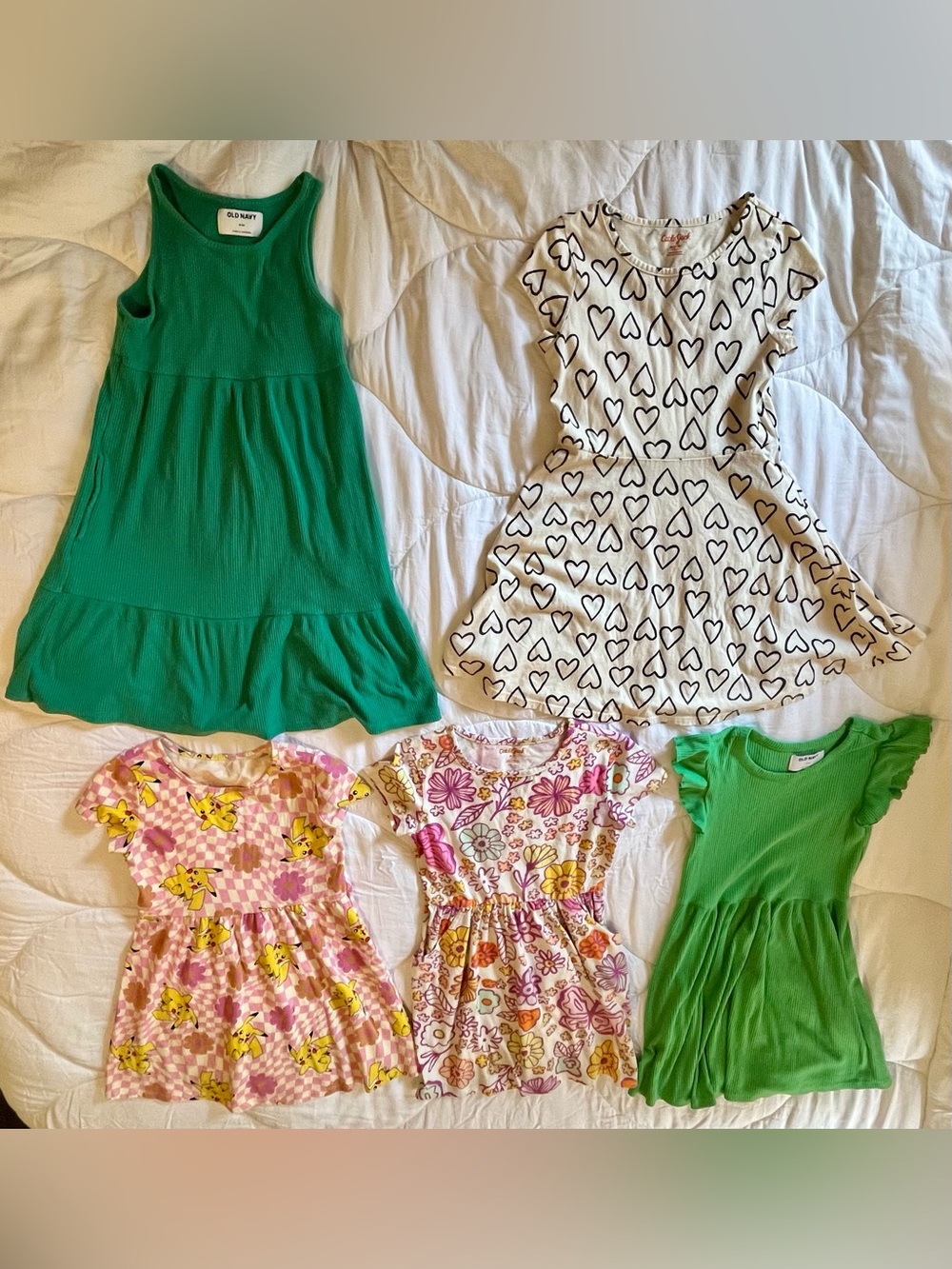 Lot of 5 Old Navy, Cat & Jack, & Pokemon Cotton Blend Dresses Girls’ Size M (8)
